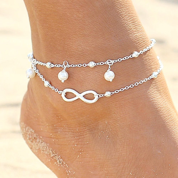 High quality Lady Double 925 Sterling silver Plated Chain Ankle Anklet Bracelet Sexy Barefoot Sandal Beach Foot Jewelry