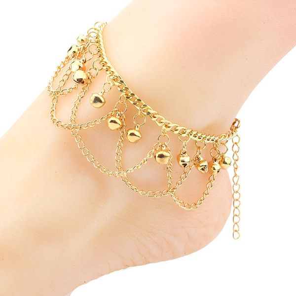 Influx of simple beach accessories Women's personality fashion wild bohemian wave tassel bell anklet