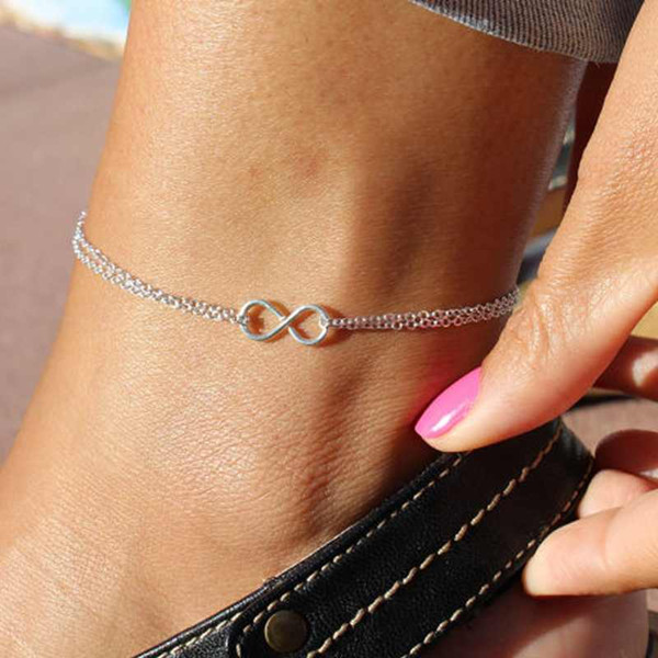 New 2015 Elegant Silver Plated Double Layer Anklet Ankle Bracelet Chain