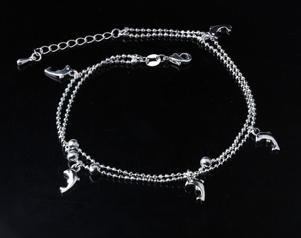 Womens Dolphin Anklets S925 Sterling Silver Ankle Bracelets Ankle Chain Barefoot Sandals Foot Chains Charms For Foot