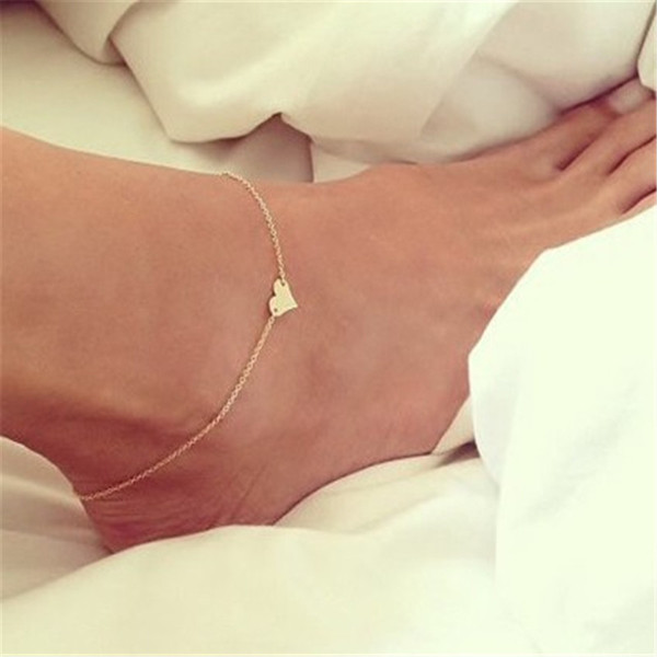 Silver Gold Tone Sexy Foot Chain Anklets Bracelets Heart Shape Fashion Vintage Jewelry For Women Girls