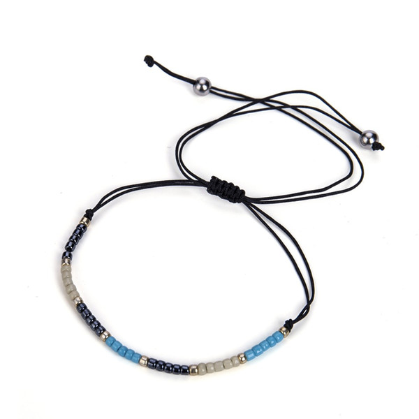 Bohemian Ethnic Small Acrylic Beads Anklet Bracelet Handmade Rope Ankle Halhal Foot For Women Summer Beach Anklet Jewelry