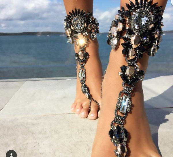 Rhinestone Womens Sandals Crystals Anklet Bracelets Jewelry Summer Sexy Foot Chain Beach Boho Anklet For Women