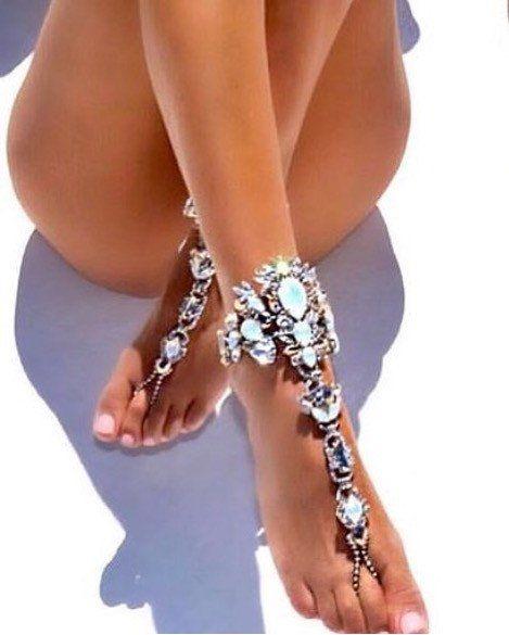 Women Shiny Crystal Anklets Ankle Chain Foot Jewelry Wedding Barefoot Sandals Beachwear