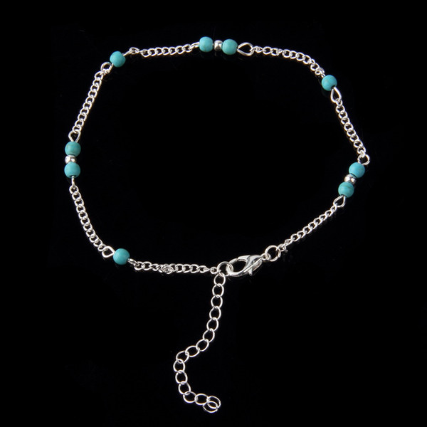 Unique Nice Turquoise Beads Silver Chain Anklet souvenir Ankle Bracelet Foot Jewelry Fast Free Shipping New Hot Selling ZA0009