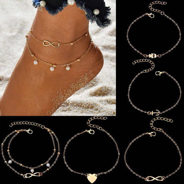 Europe and the United States popular jewelry fashion sales heart - shaped jewelry pearl multi - style combination suit beach chain women