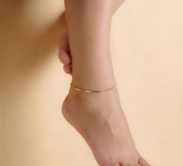 Simple and versatile fashion Beach Beach Anklet metal smooth curved pipe simple Anklet