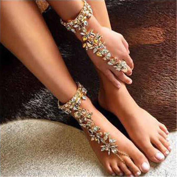 Beach Summer Gemstone Ankle Bracelet For Women New Boho Sandal Sexy Leg Chain Crystal Anklet Statement Jewelry YT