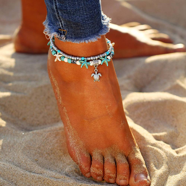 2018 new personality classic simple wild Beach Anklet Ankle Bracelet Turtle Anklet Starfish Anklet Nautical Beaded