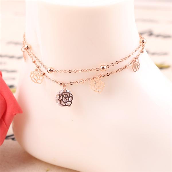 Foot Chain Multilayer Anklets New Female Rose Gold Plating Multilayer Anklets The New Female Rose Gold Plating Anklets