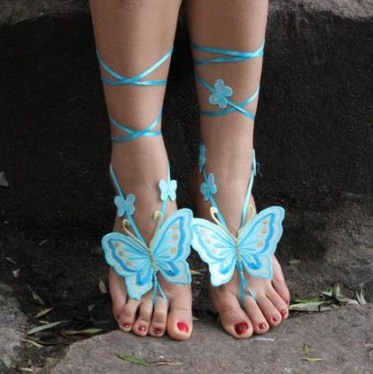 Jewelry Beach Pool Wear Butterfly Barefoot Sandals Stretch Anklet Chain With Toe Retaile Sandbeach Wedding Bridal Bridesmaid Foot Jewelry