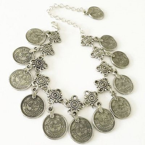 women Jewelry Big Anklets Vintage Ethnic summer Beach Multilayer Boho Ethnic Hippie Tassel Coin Barefoot Sandals body foot Jewelry wholesale