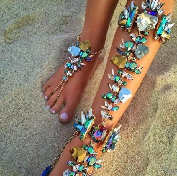 Boho Foot Jewelry For Women Sexy Leg Chain Ankle Bracelets Sandals Beach Summer Wedding Crystal Anklets YT