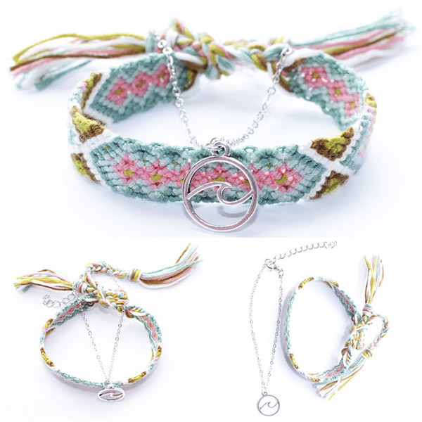 20pcs/lot New Jewelry Bohemian Woven Double Wavy Anklet Colorful Rope Handmade Bracelet Body Piercing Jewelry