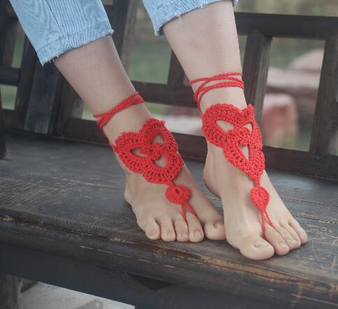 Bridal Beach Pool Wear Crochet Barefoot Cotton Barefoot Sandals Bracelet Colorful Heels Anklets for Women Sexy Body Jewelry Gift Gifts