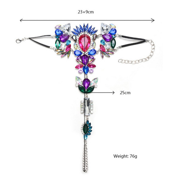 Women Long Beach Summer Big Gemstone Ankle Bracelet Sandal Sexy Leg Chain Boho Crystal Anklet Statement Jewelry YT