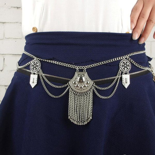 Fashion silver gold plated summer  chain tassel jewelry charms sexy biniki waist belly European tribal jewelry