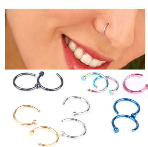 boby jewelry Medical Titanium Steel Nose Hoop Nose Rings Body Piercing Jewelry 5 Colors