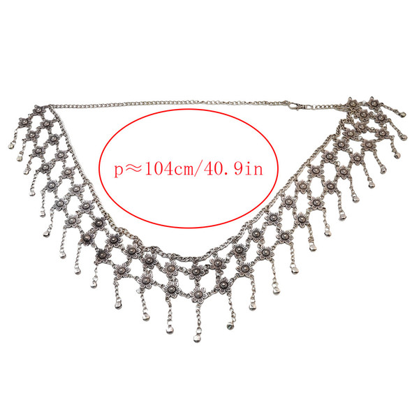 New fashion silver-plated floral tassel waist chain belly chain body ornament wholesale women Jewelry Gift