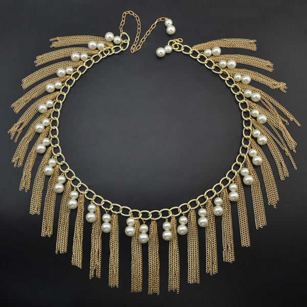 Bohemian style alloy pearl pendant with tassel waist chain and body chain ornament for women Jewelry Gift
