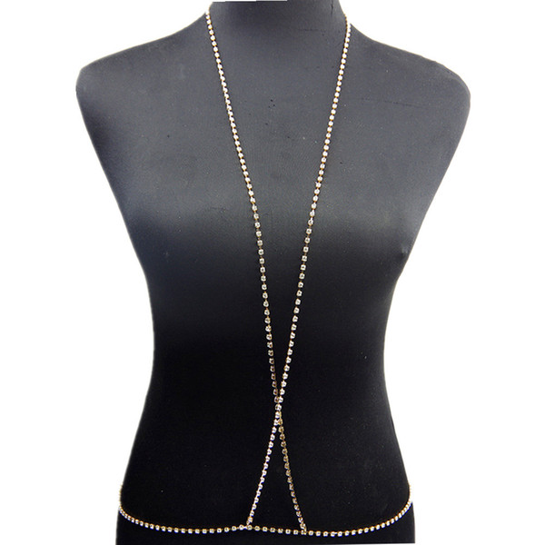 Sexy Diamond Bra Chain Body Chain Female Cross Claw Chain Diamond Shiny Bikini Necklace BC131