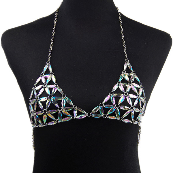 2019 Sexy Acrylic Crystal Bra Chain Beach Jewelry Body Shiny Drop Shipping Bra Chest Harness Bikini Body Chain Jewellery BC145