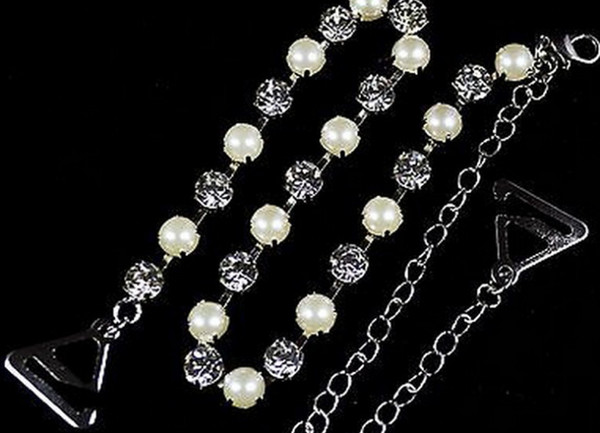 Pearl rhinestone body jewelry sexy bra straps evening dress accessories 12pr/lot free shipping