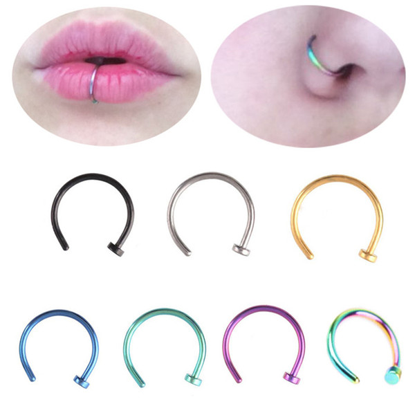 1pcs Fake Lip Ring C Clip 8MM Nose Ring Kylie lip Piercing Falso Nose Rings Hoop for Women Body Jewelry Drop Shipping