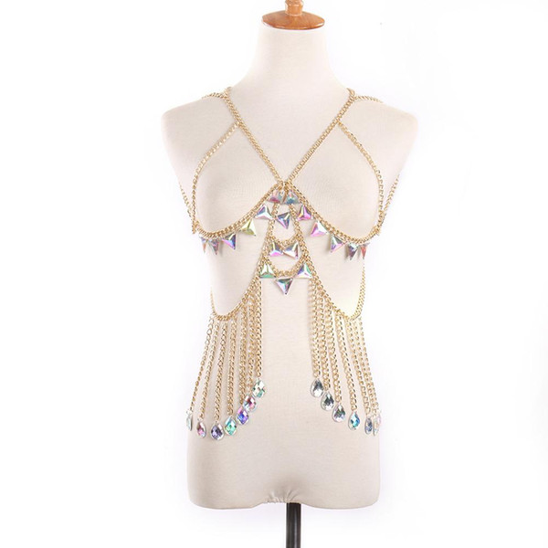 Sexy Women Summer Hollow Waist Body Chain Faux Gem Decor Night Club Jewelry