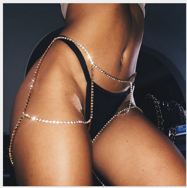 Shining - Sexy Rhinestone Body Chain Waist Leg Chain Body Jewelry Anklet Women Sparkle Belly Chains Slave Harness Club Party Body Jewelry