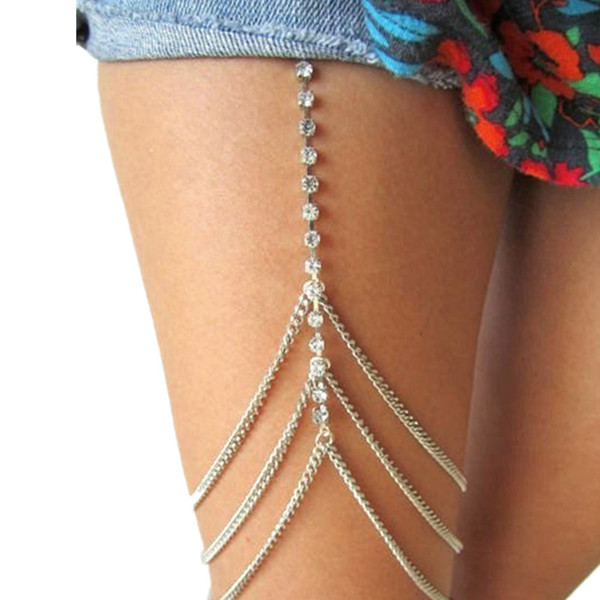 Fashion Women Girls Cool Gold Silver Leg Chain Link Leg Necklaces Retro Jewelry Gifts