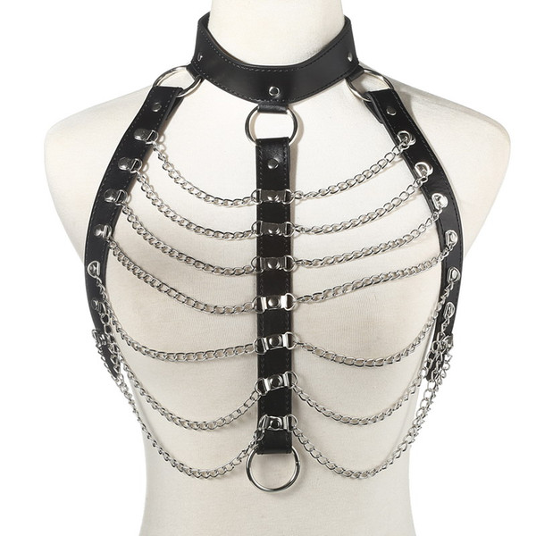 leather harness sexy chains body chain women Bondage Goth Party bodychain Fashion Festival Outfits Jewelry Accessories