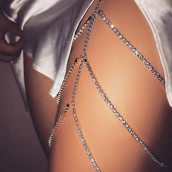 Wholesale jewelry Europe and the United States sexy thigh chain flash drill full of sexy leg chain, Belly chain, Bohemia Punk Body Chain