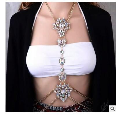 Yiwu jewelry manufacturers selling Europe and the United States are exaggerated diamond alloy body chain Jeweled waist chain wholesale