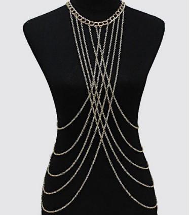 Fashion Womens Bralette Chain Gold /Silver Tone Necklaces Tassel Harness Bra Top Fashion Body Chain Crystal Chain Bra