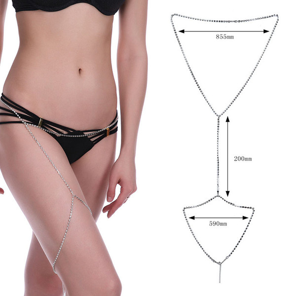 Silver Rhinestone sexy crystal Body Chains Leg Thigh Cross Jewelry For Women Unique Design Chains Belly Chains for beach drop ship