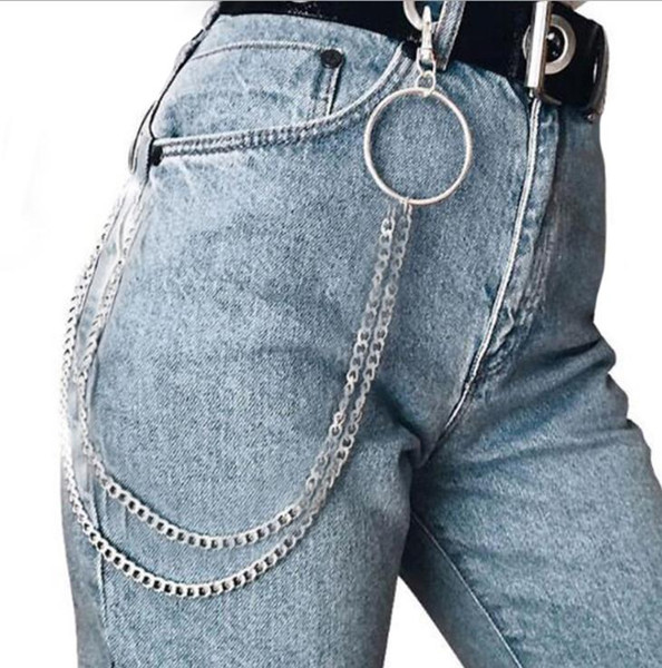 New Retro Silver Metal Single Layer Trousers Pants Chain Tide Men Women Casual Personality Waist Chain Wallet Anti-theft