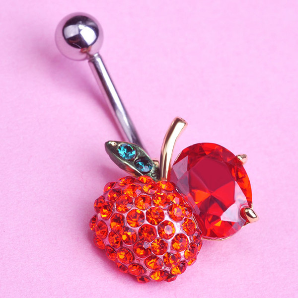 Illuminati Red Cherry Sexy Body Piercings Luxurious Stainless Steel Percing Navel Belly Button Ring For Personality Womans Game