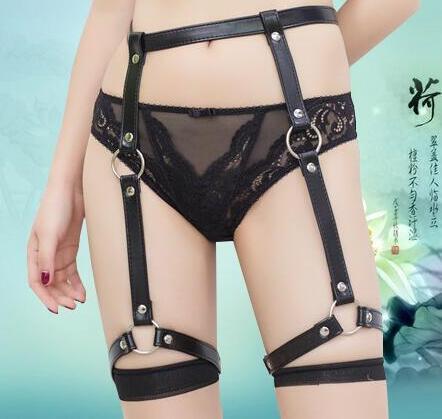 Harajuku Lingerie Sexy Hot Erotic Harness Belts Bondage Lingerie Suspender Belt Gothic Punk Style Pu Leather Harness Leg Garters