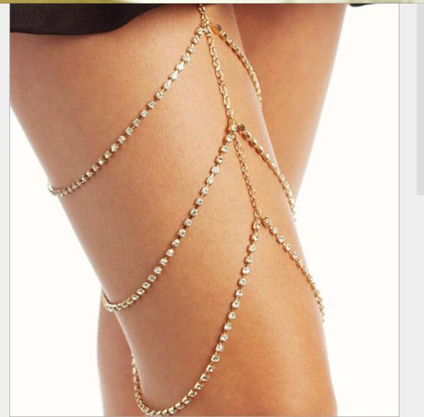 Fashion Jewelry Personality Body Chain Simple Sexy Drill Multi-layer Leg Chain