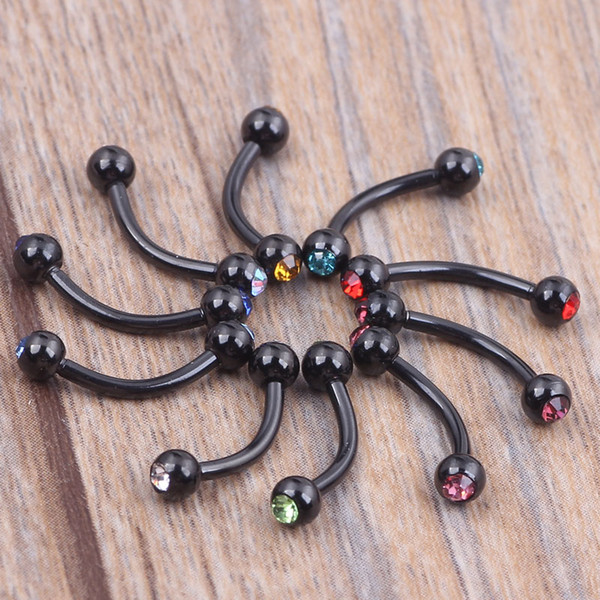 Black Gold Silver Eyebrow Piercing 16G Ball Banana Eyebrow Ring Labret Bars Hypoallergenic Surgical Steel Body Jewelry