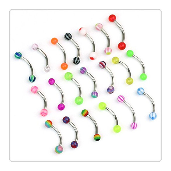 New Nose Bar Rings Eyebrow Rings Jewelry Mix Acrylic Stainless Steel Eyebrow Navel Belly Lip Tongue Ring Body Jewelry Piercing Free Shipping