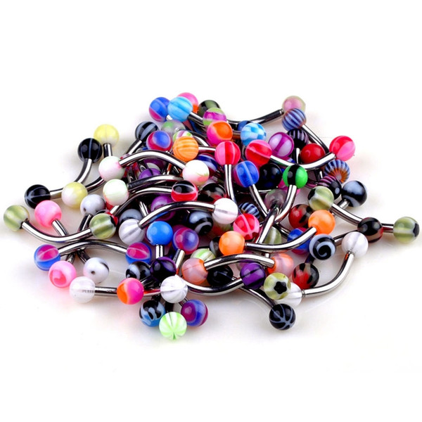 Mixed lot Cone Barbell Curved Eyebrow Piercing Stainless Steel Rings Bar ba07