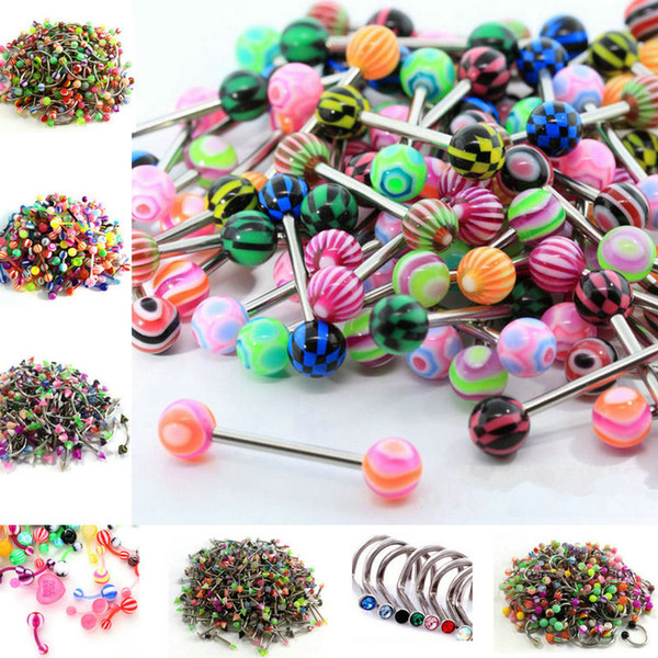 4 Style Titanium Stainless steel Body Jewelry hoop Belly Tongue Ring Lip Eyebrow Piercing 50pcs/lot