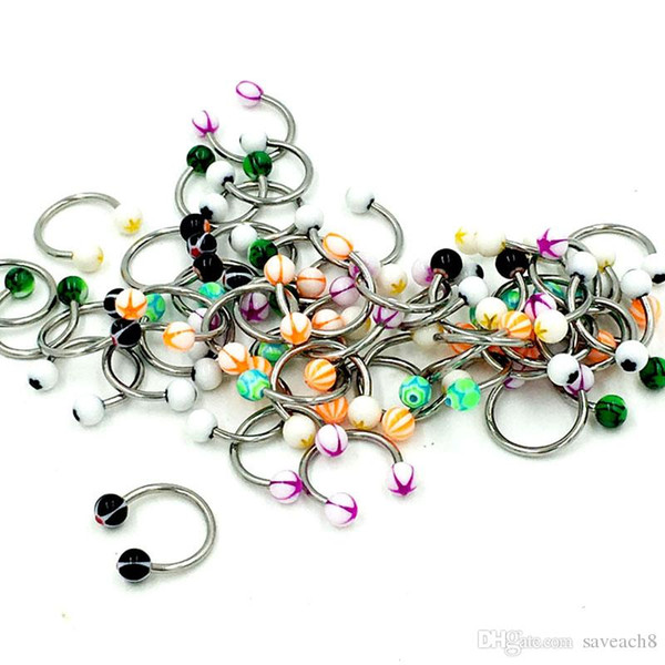 50pcs/lot 4 Style Titanium Stainless steel Body Jewelry hoop Belly Tongue Ring Lip Eyebrow Piercing