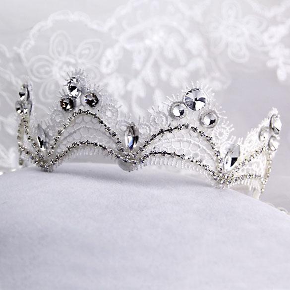 Lace Rhinestone Crown Bridal Wedding Hair Accessories E5M1 order<$18no track