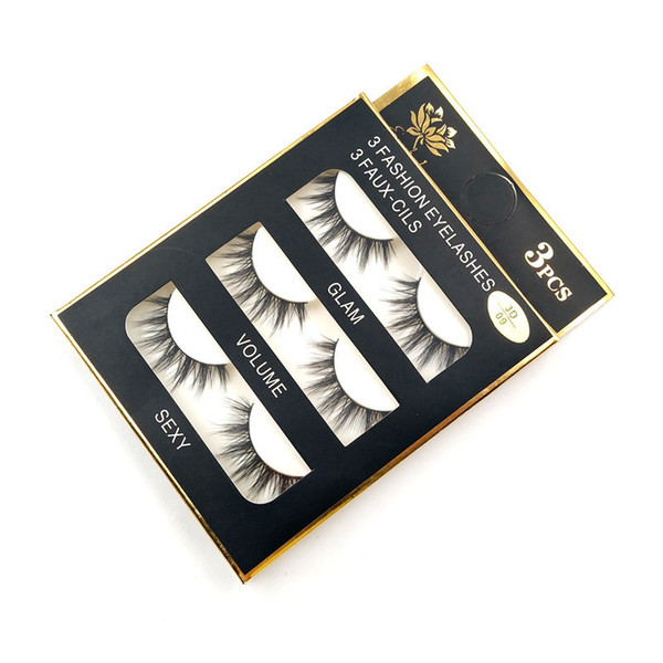 3 Pairs/Set Handmade 3D Mink False Eyelashes Extension Natural Long Cross Eye Lashes Makeup Tools