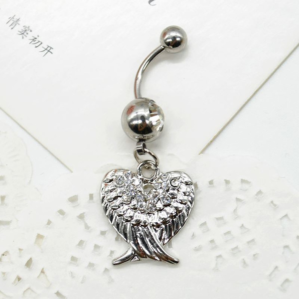 2015 Fashion Heart Wings Navel Belly Button Rings Belly Rings Body Jewelry Body Piercing J60*SS0221