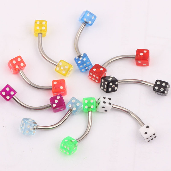 E13 Eyebrow stud 100pcs/lot mix 8 color acrylic body piercing jewelry eyebrow ring