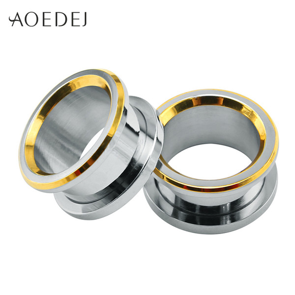 6-16mm Ear Plugs Tunnels Gold Stainless Steel Piercing Plug 16mm Metal Oor Expander Piercing Stretchers Oren Piercing Ear 8mm